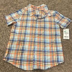 Adorable, boys plaid button up, collared shirt